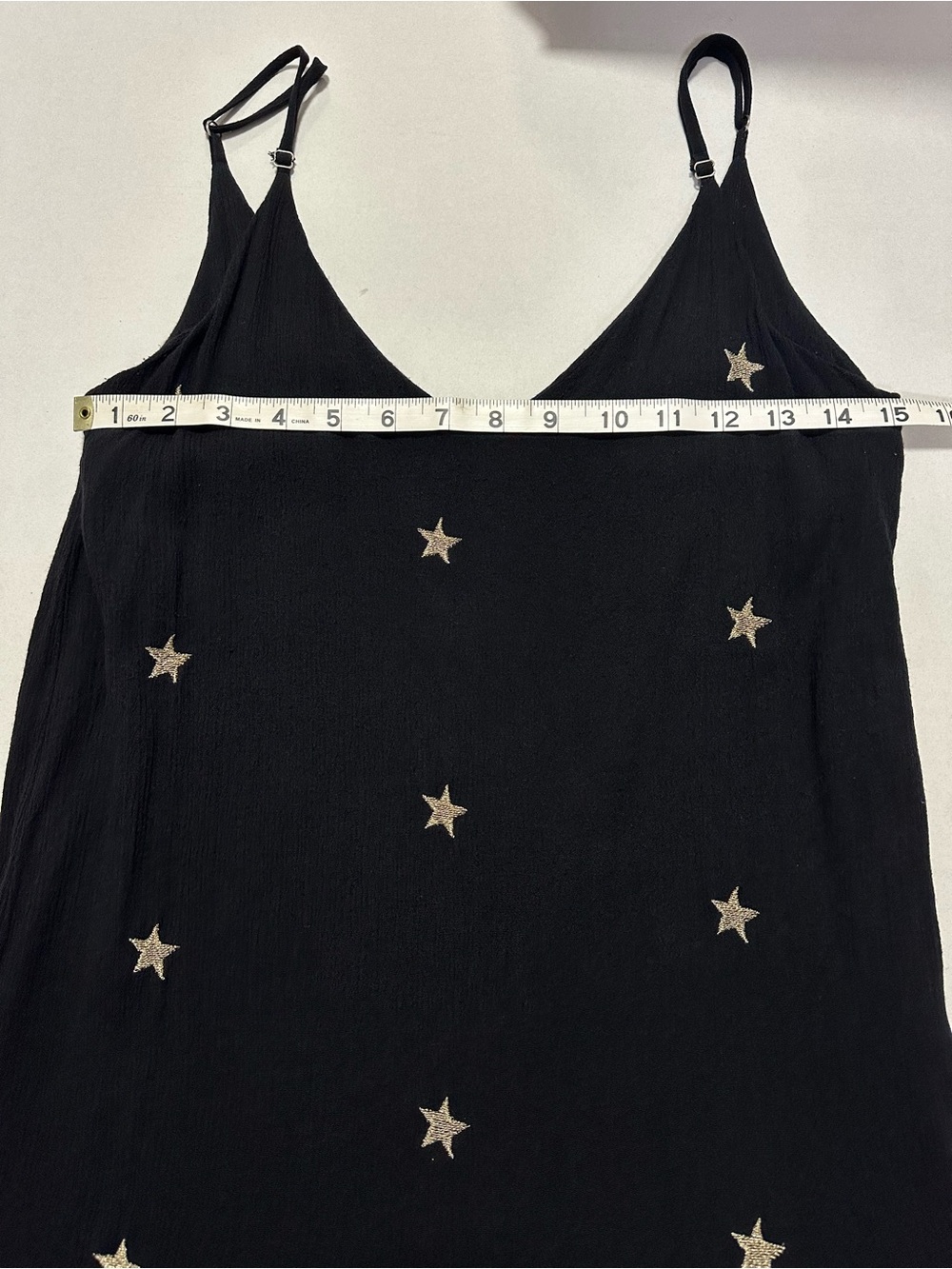 Storia S Black & Gold Stars Mini Dress Breezy Witchy Whimsigoth Ethereal Shift - Picture 6 of 12